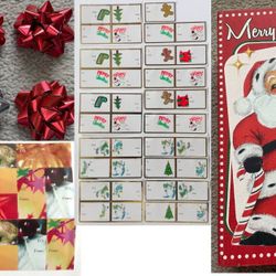 Gift Packing Supplies - 64 Tags + 7 Bows + Storage Box 