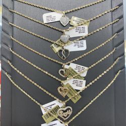 10K Gold And Diamond Charm And Chain Set
