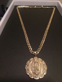 14k Gold filled Cuban link with Medallion