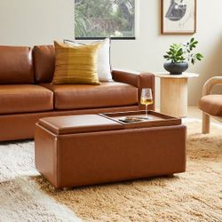 Gorgeous Leather West Elm Sleeper Sofa with Queen Bed Retail $3,400