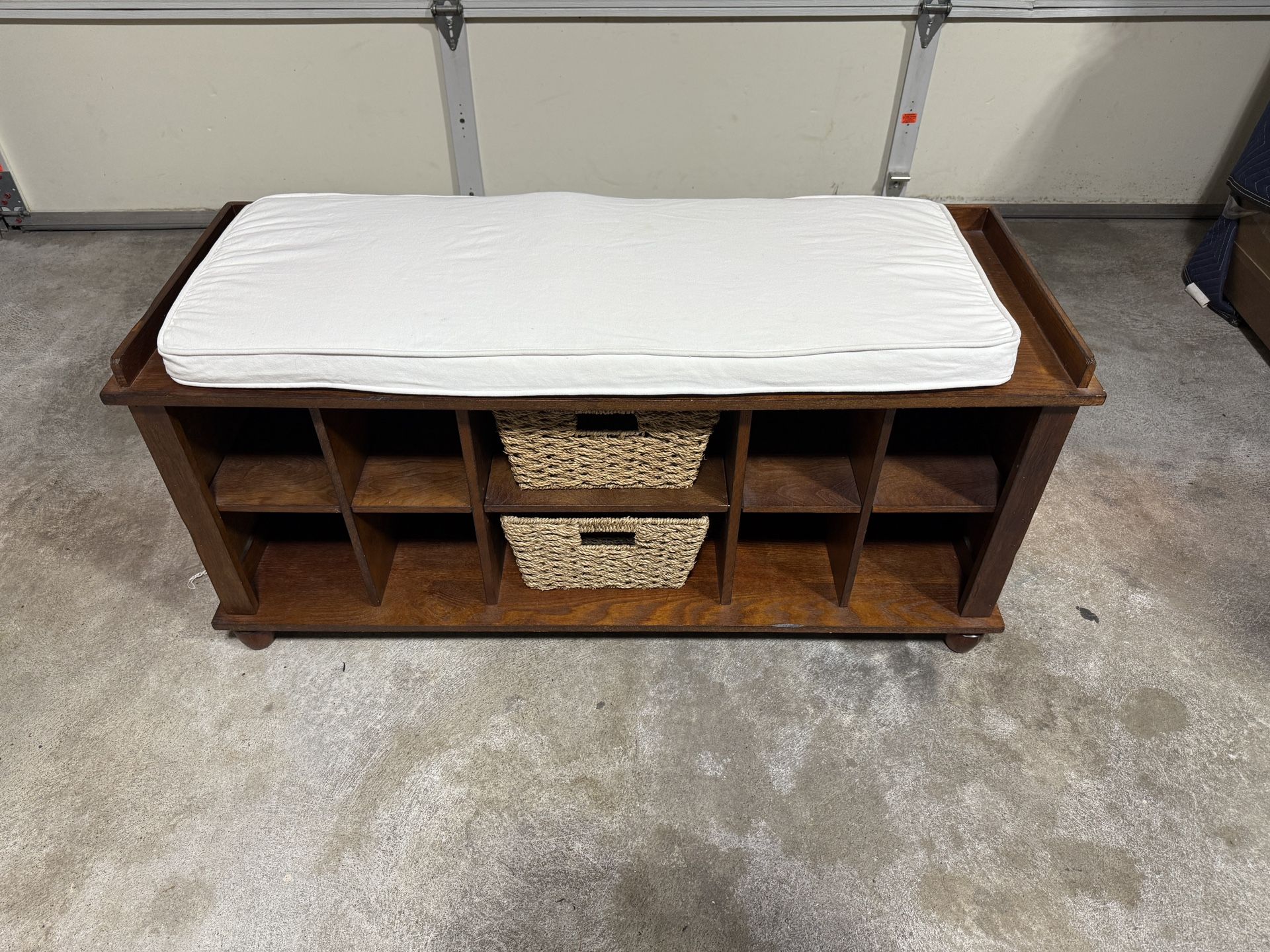 World Market Solid Wood Shoe Storage Bench with Cushion