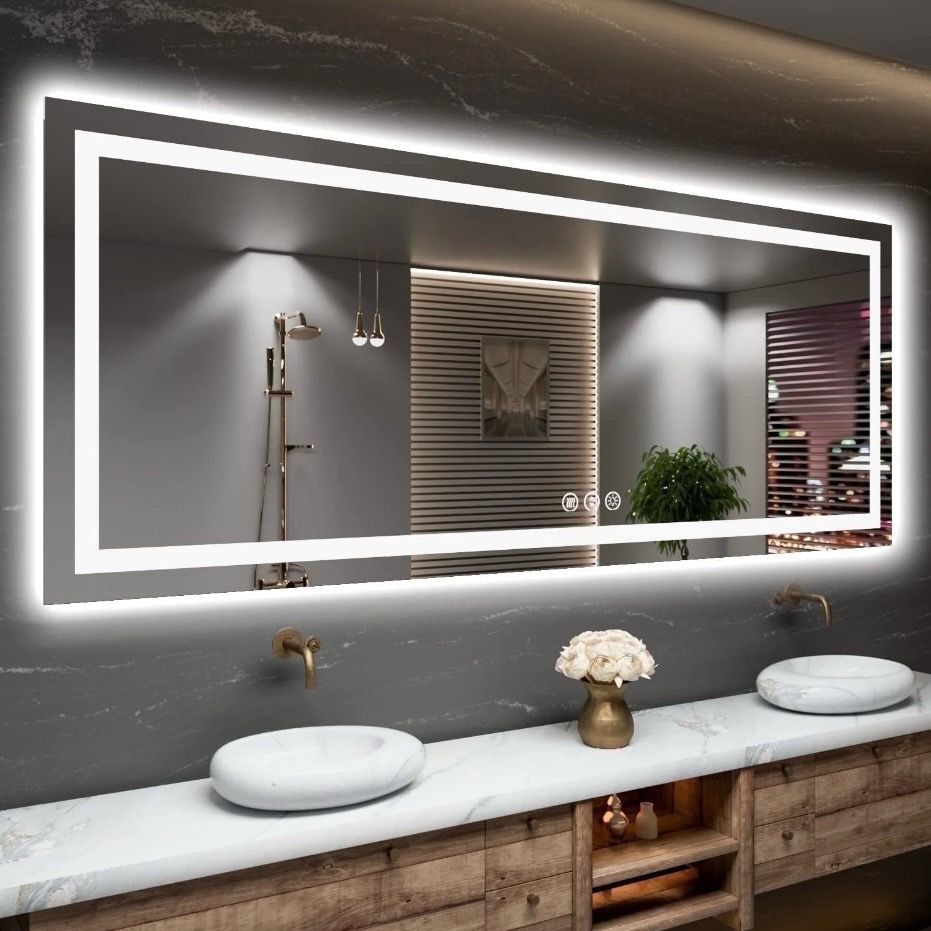 LED MIRROR 80 x 40 Touch Button Bathroom Vanity Mirror Switchable Color LED with Defogger 80x40