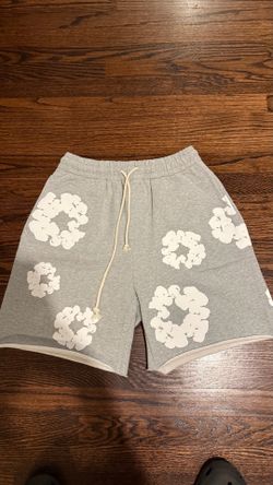 Grey denim tear shorts