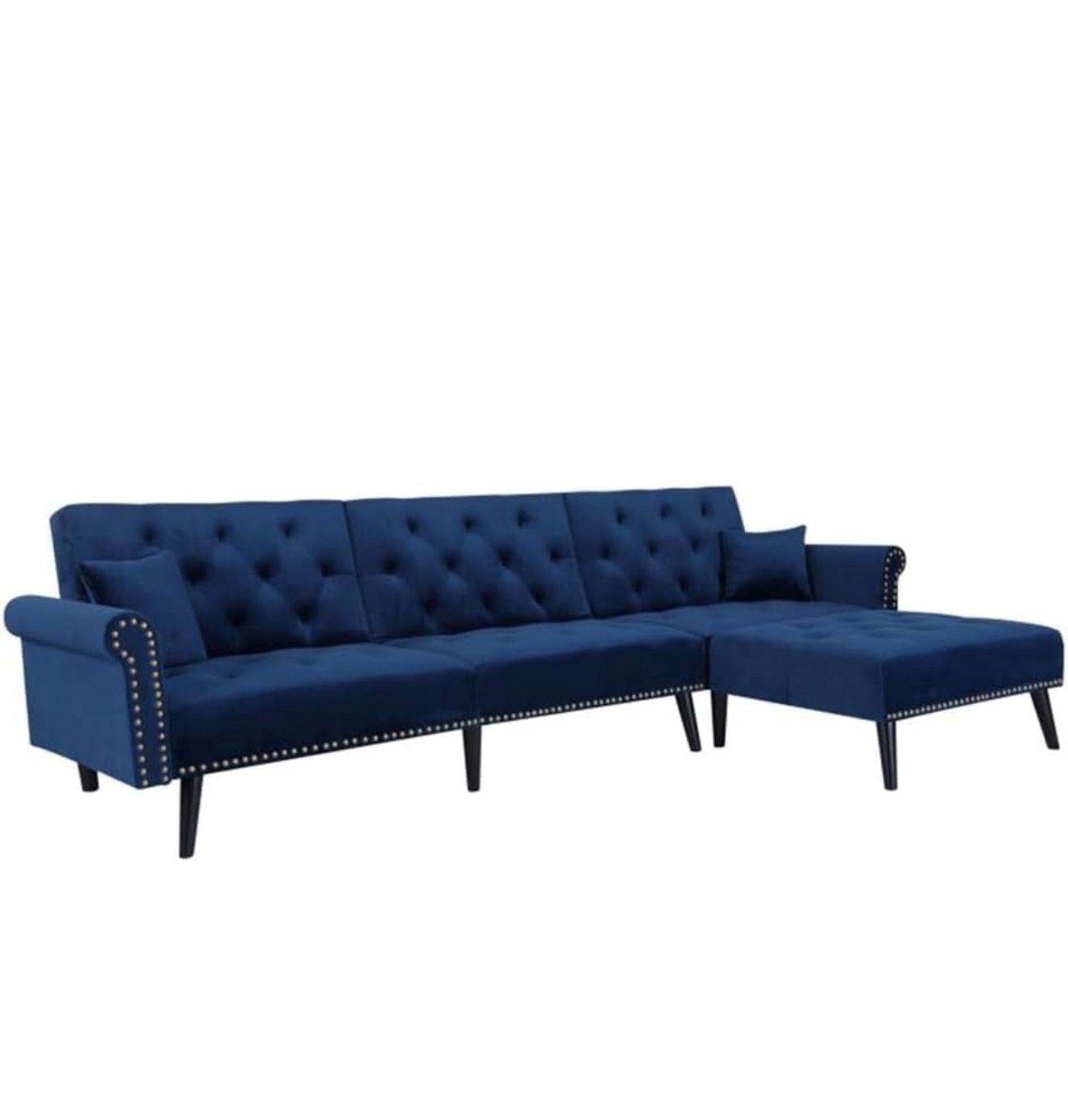 L-Shaped Convertible Sleeper Sofa Bed, Velvet Modular Sofa, 115" L X 59.37" W X 32.2" H