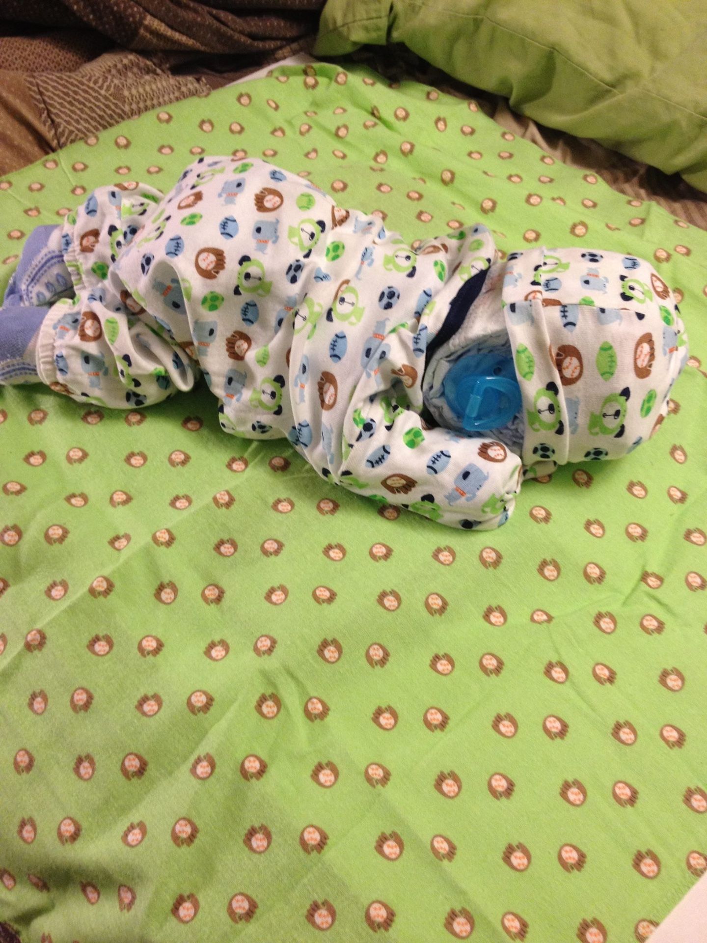 Sleeping baby diaper cake. Many other designs available