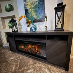 Beautiful Fireplace /tv Stand In Excellent Conditions 5 Colors Of Flames 75” Inch 