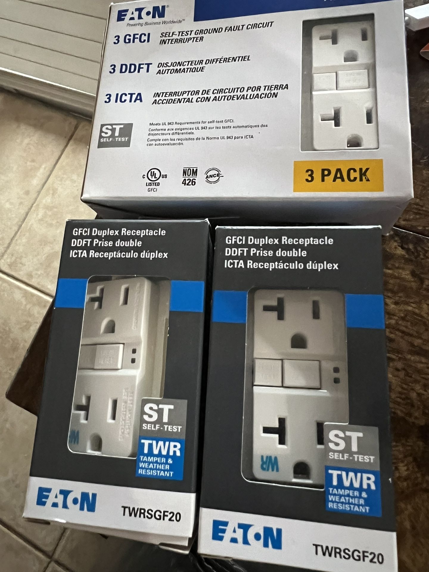 2 Eaton GFCI Duplex Receptacle 20A-125V