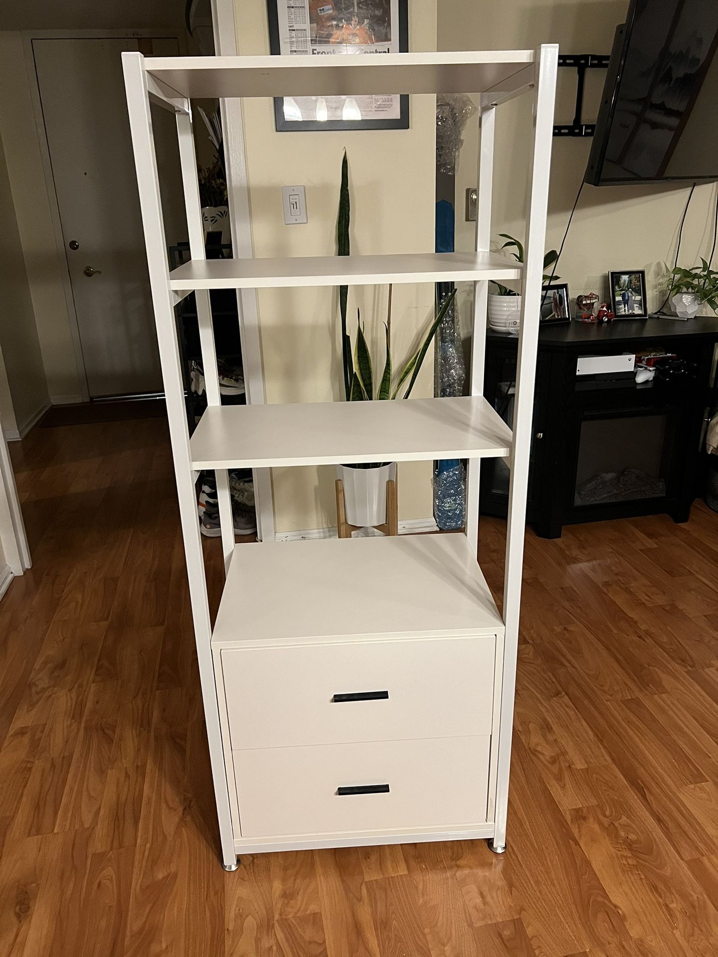 White Book Case With 2 Drawers, Condition Like New
