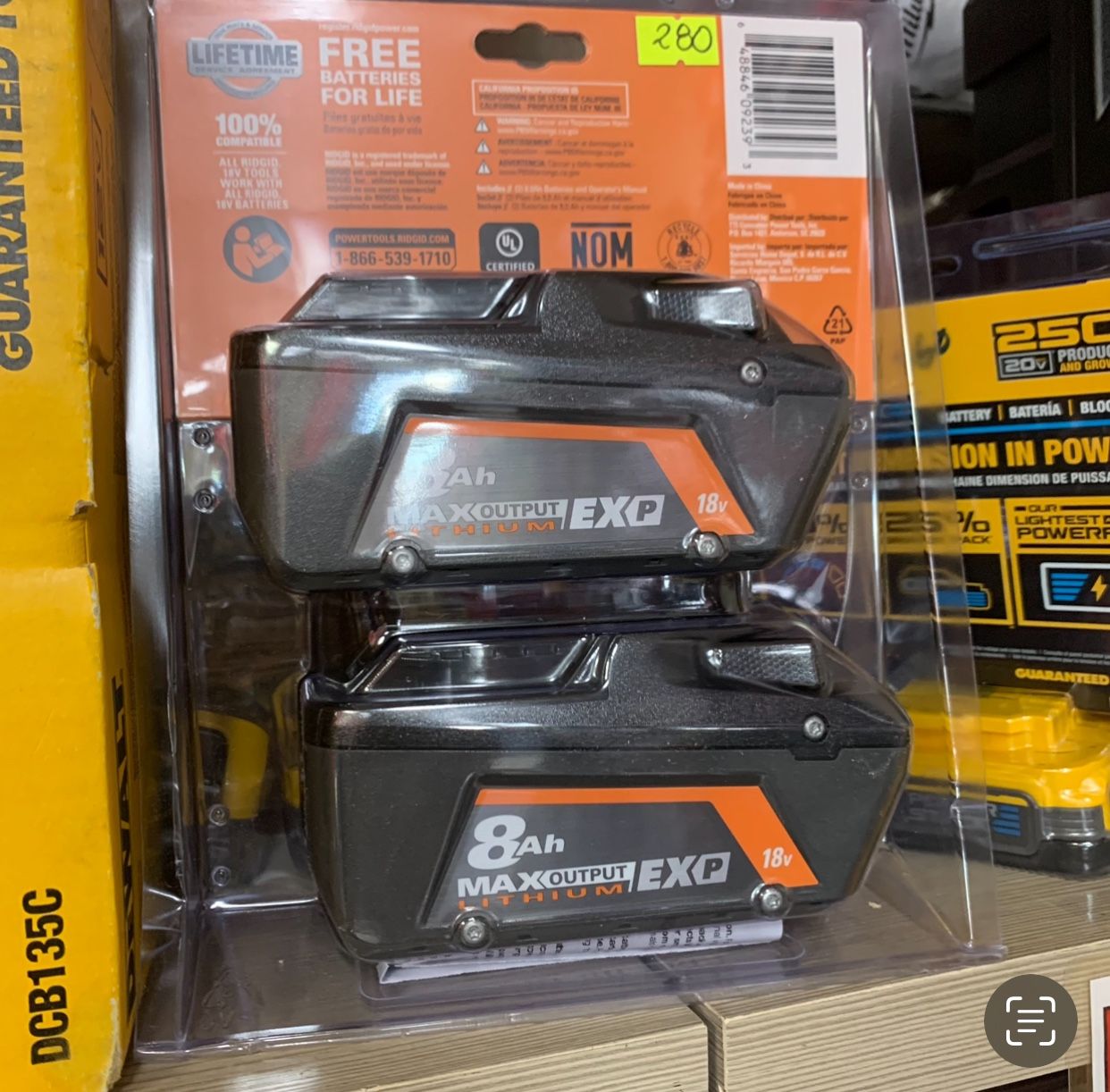 Ridgid New New Pack Battery 8ah 2x $280