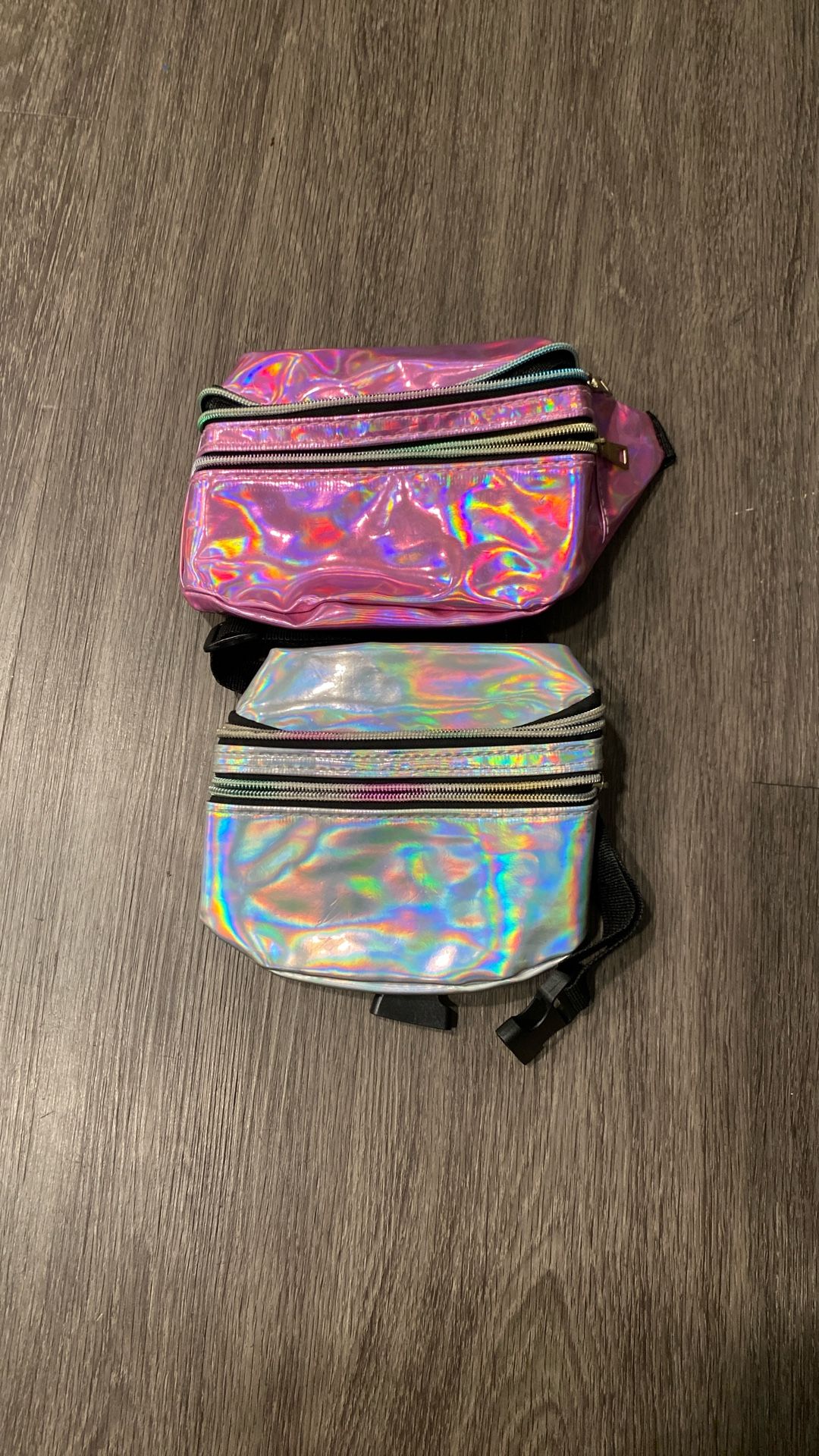 Matching iridescent pink And Silver Fanny Packs