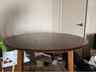 Round Wood Drop-Leaf Dining Table and Chair Set