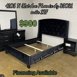 Queen size bedroom set black brand new