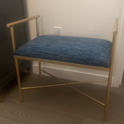 Upholstered bench/ottoman - Blue And Gold