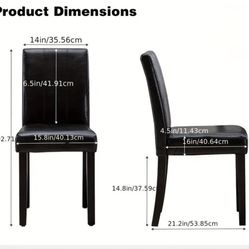 Soft Faux Leather 2pcs Elegant Dark Brown Padded Dining Chair