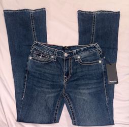 True Religion Mid-Rise Flare Blue Jeans
