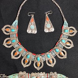 Ancient Egyptian Silver Jewelry Set Reproduction 