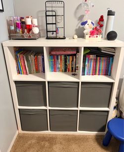 IKEA Kallax storage unit with bins OBO
