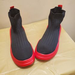 Stylish Black and Red Sock Bootie