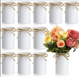 White metal flower vases (12 pack)