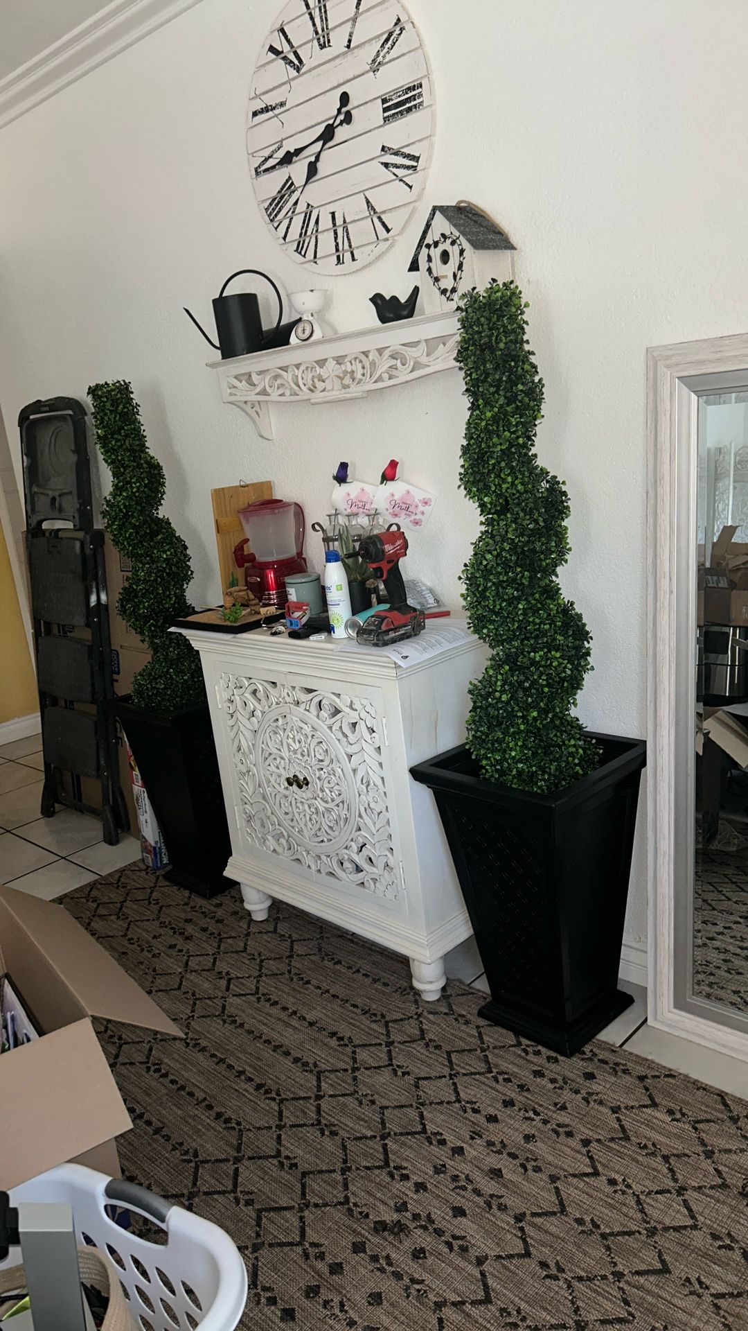 Set Of Two Topiary Trees And Stands