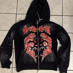 Lost Intricacy Rhinestone Zip Hoodie – Rare Streetwear Piece 