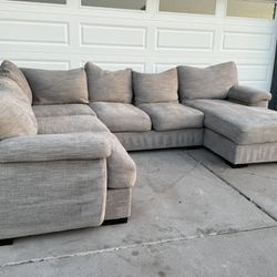 Gray Feathered Filled Modern Sectional Sofa Couch Lounge Chaise Sala 