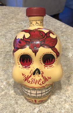 Empty KAH Tequila Skull Bottle