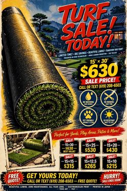 Turf grass 15x30 $630 brand new synthetic lawn artificial turf