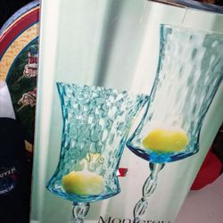 Monterey Set of Two Footed Hurricanes/Vases