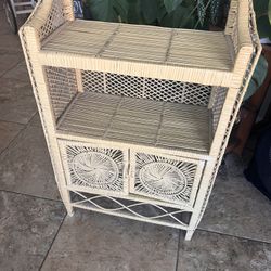 Vintage Wicker Rattan Shelf Cabinet 22x37 