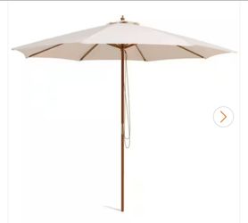 10 ft. Patio Umbrella with 8 Sturdy Wooden Ribs and 3 Adjustable Heights in Beige
