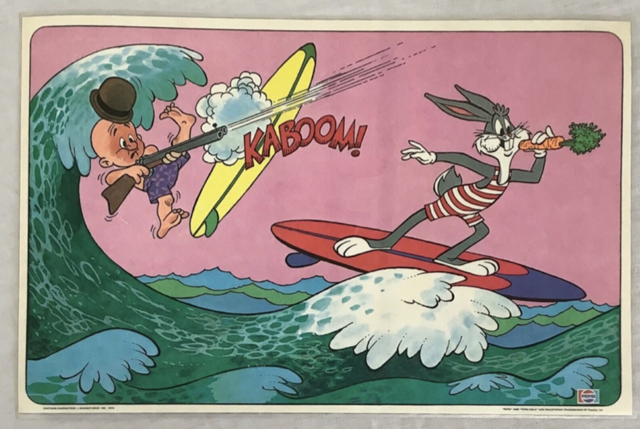 Looney Tunes Bugs Bunny Elmer Fudd Surfing Pepsi Food Mat 1976