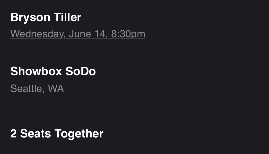 Bryson Tiller @ Showbox SoDo on 6/14