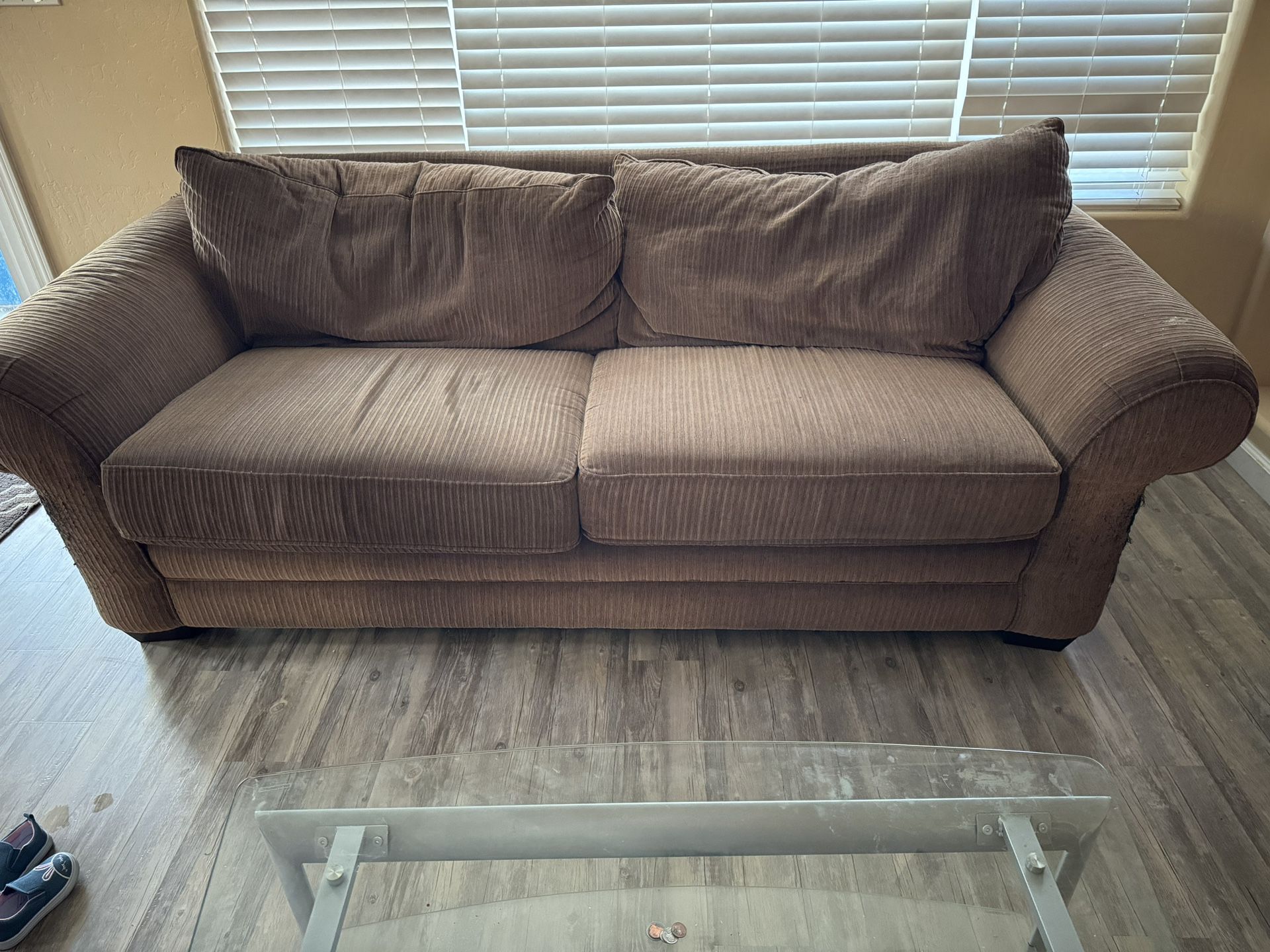 Sofa, chair, and storage ottoman 
