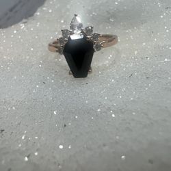 Onyx 10k Plated Rose Gold Coffin Ring 
