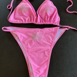 Shein Pink Butterfly  Bikini Size 2XL NEW