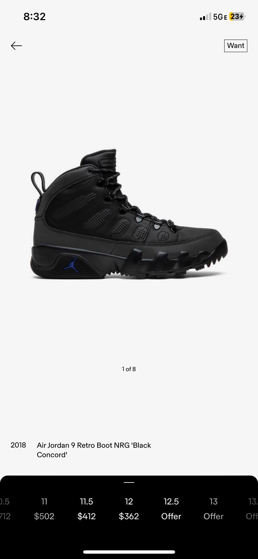 Air Jordan 9 Retro Boot NRG 'Black Concord'