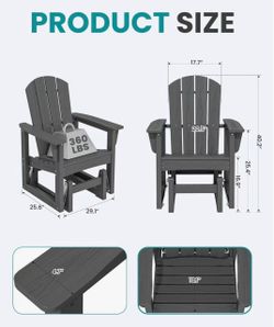 New Grey Adirondack Glider Chair