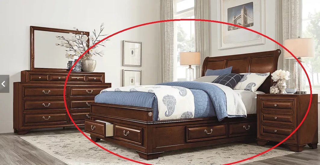 Dark Cherry King Bed + Mattresss (Rooms To Go)