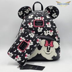 Loungefly Disney Mickey & Minnie Mouse Ghostly Glow-in-the-Dark Mini Backpack Set
