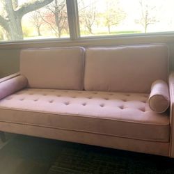 New 70” Pink Velvet Sofa 