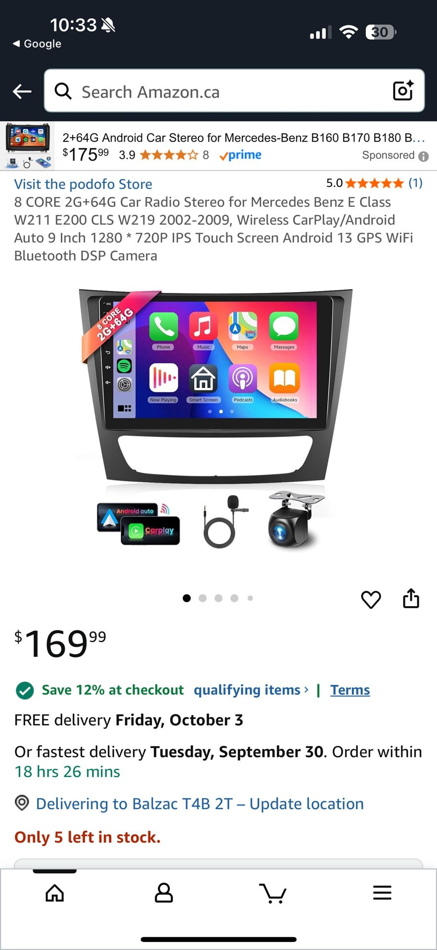 8 CORE 2G+64G Car Radio Stereo Wireless CarPlay/