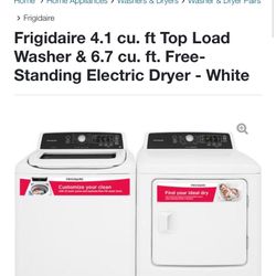 Brand New Frigidaire Washer & Dryer Set 