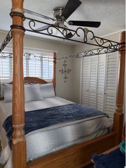 Bedroom Set (real wood / canopy bed / queen) *Reduced Price*