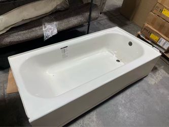 White Alcove Bathtub with Drain