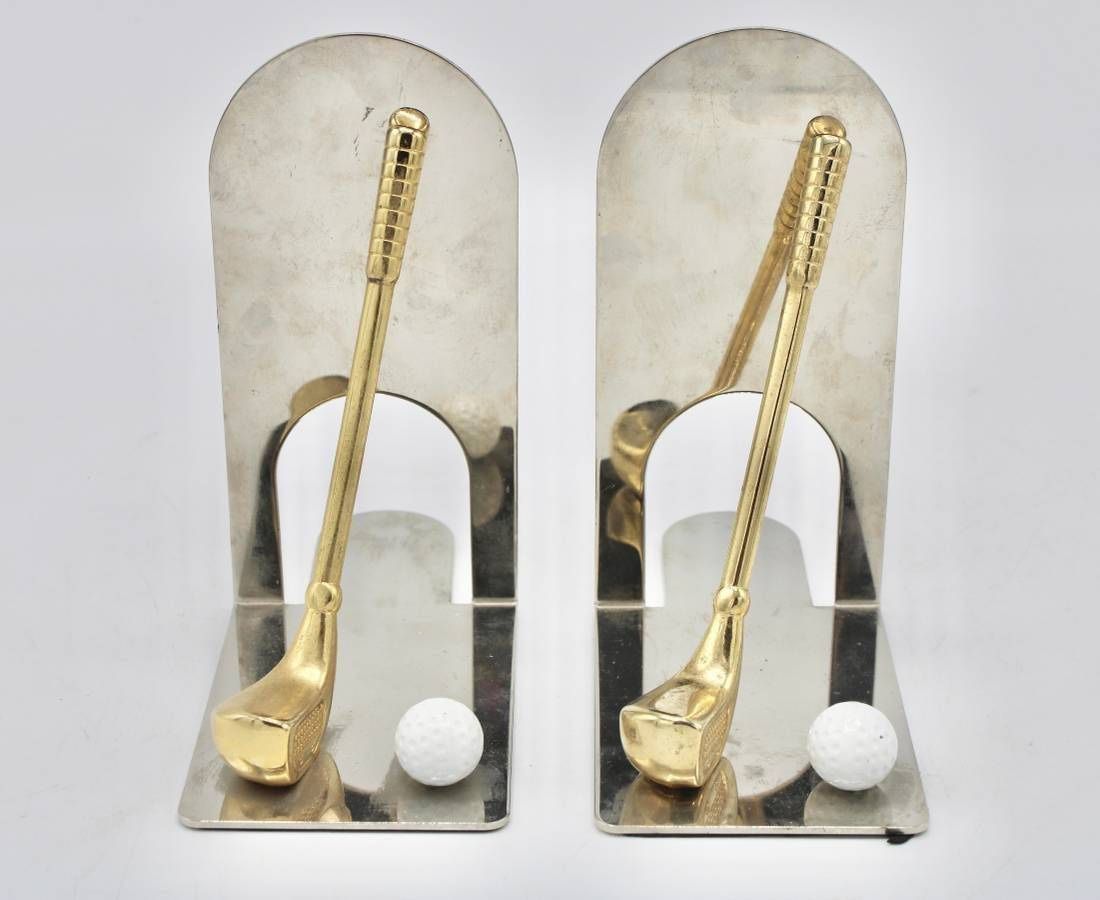 Vintage Golf Club Bookends Decor