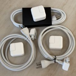 Lot of 3 Apple Charger 10W 12W USB Power Adapters +3 Extension Cables OEM Bundle