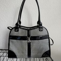 Anima Houndstooth Print Travel Vet Shoulder Bag Soft Carrier Tote For Dog Puppy Cat Kitten Animal