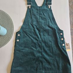 Woven Overall dress (Emerald)