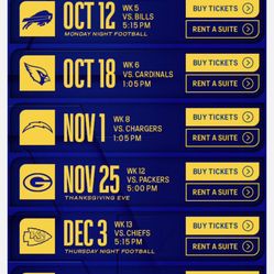 Los Angeles Rams Games: 4 Aisle Seats